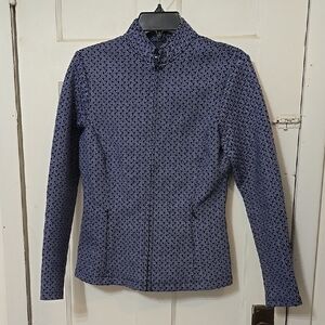 J. McLaughlin Patterned NAVY BLUE Billie ZIPFRONT JACKET womens Small Perfect